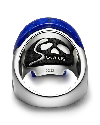 Skullis Signature Lapis Lazuli Gem Skull Ring Hand Carved Sterling Silver For Women & Men Rings