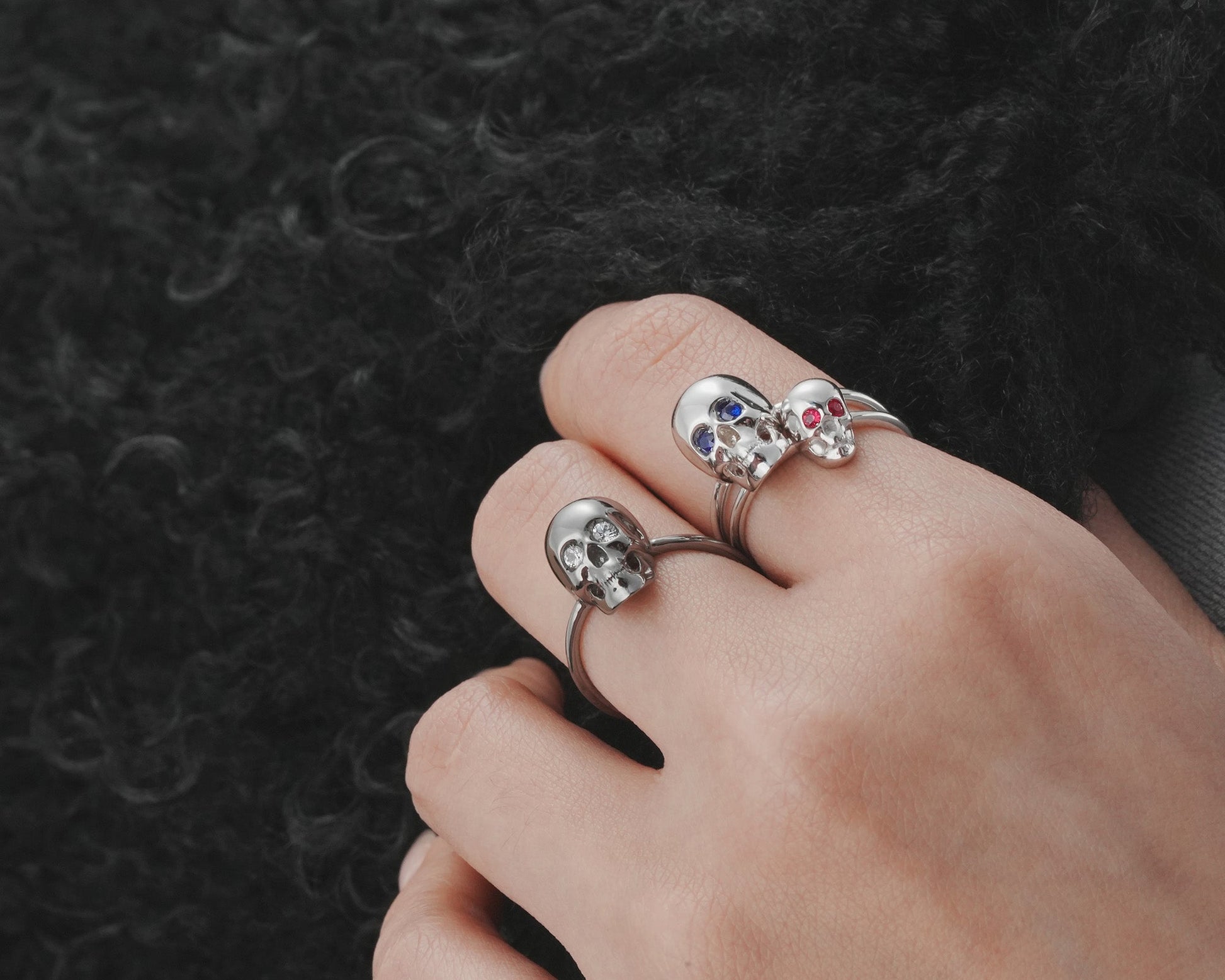 925 Sterling Silver Skull Ring With Ruby Eyes Skull Rings