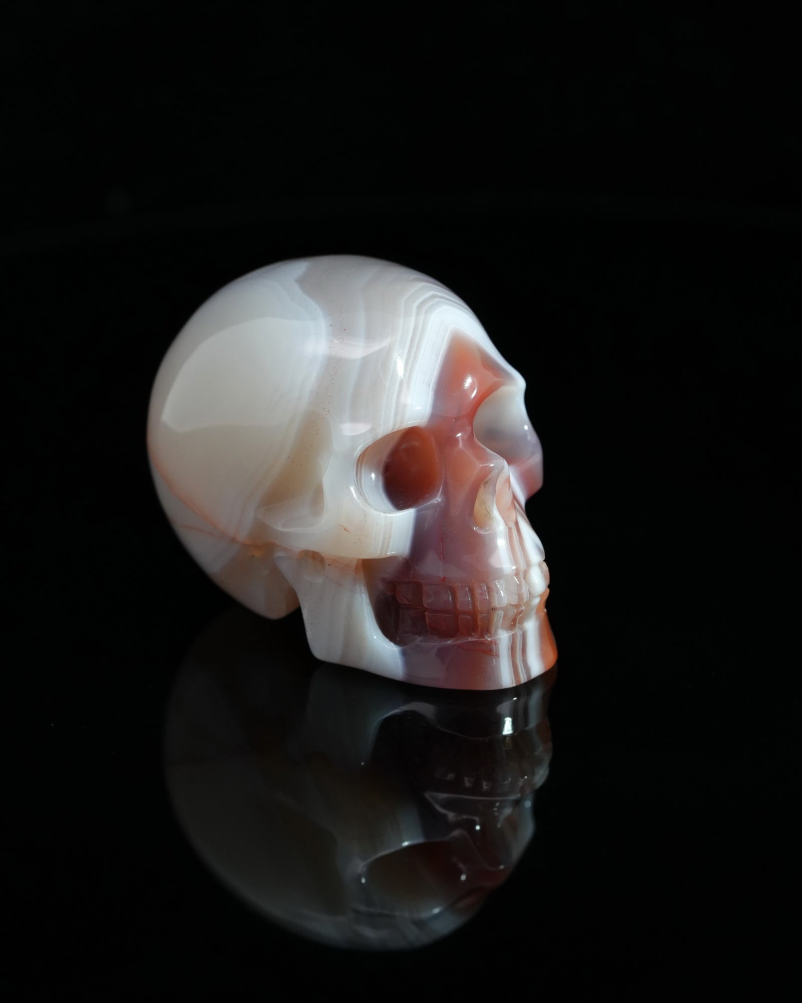 1.5’’ Mozambique Agate Carved Gem Skull Skullis Realistic - 0500045 Tiny Gemstone Skull