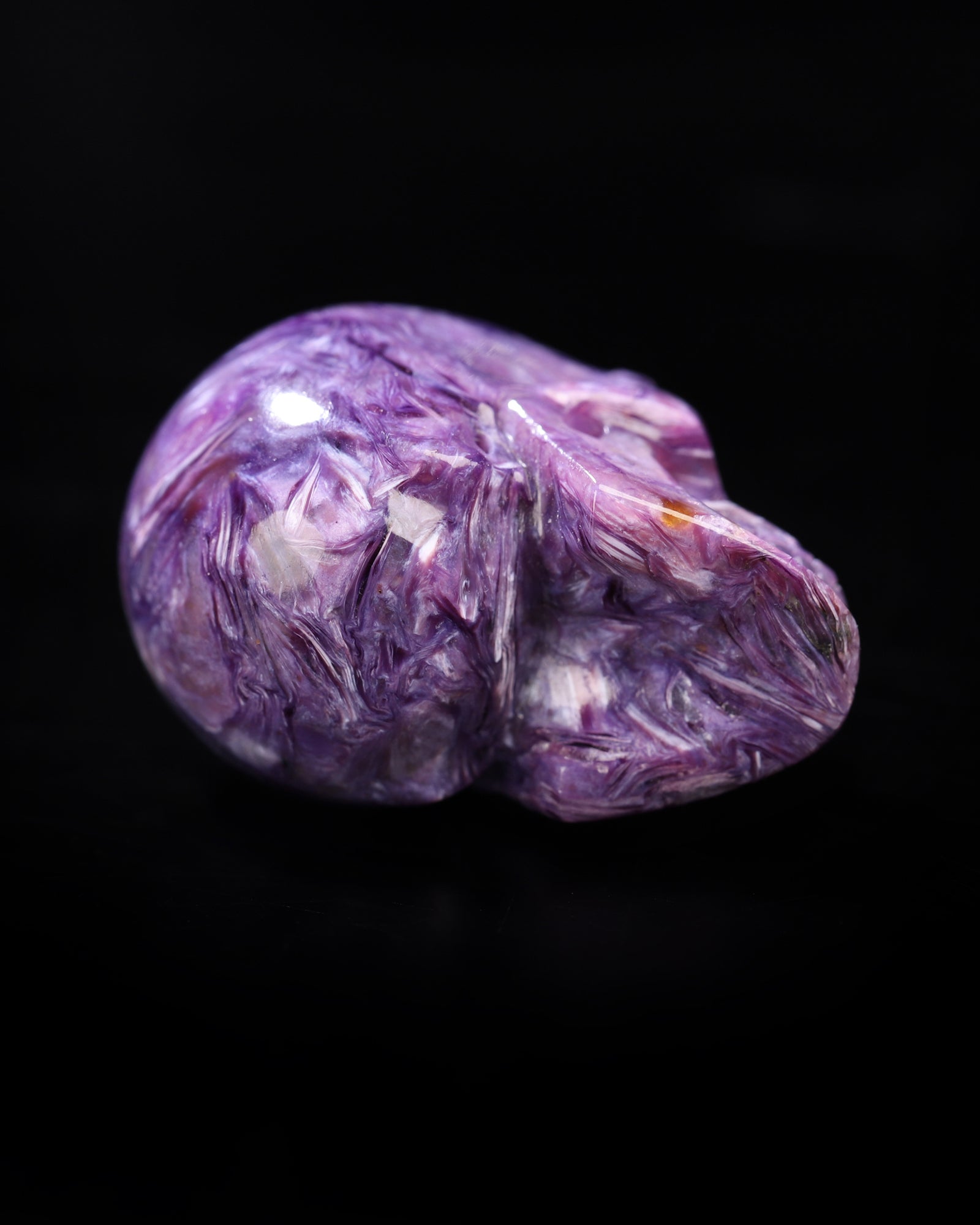 Rare 1.3’’ Russian Charoite Carved Gem Skull Skullis Realistic - 0800049 Tiny Gemstone Skull