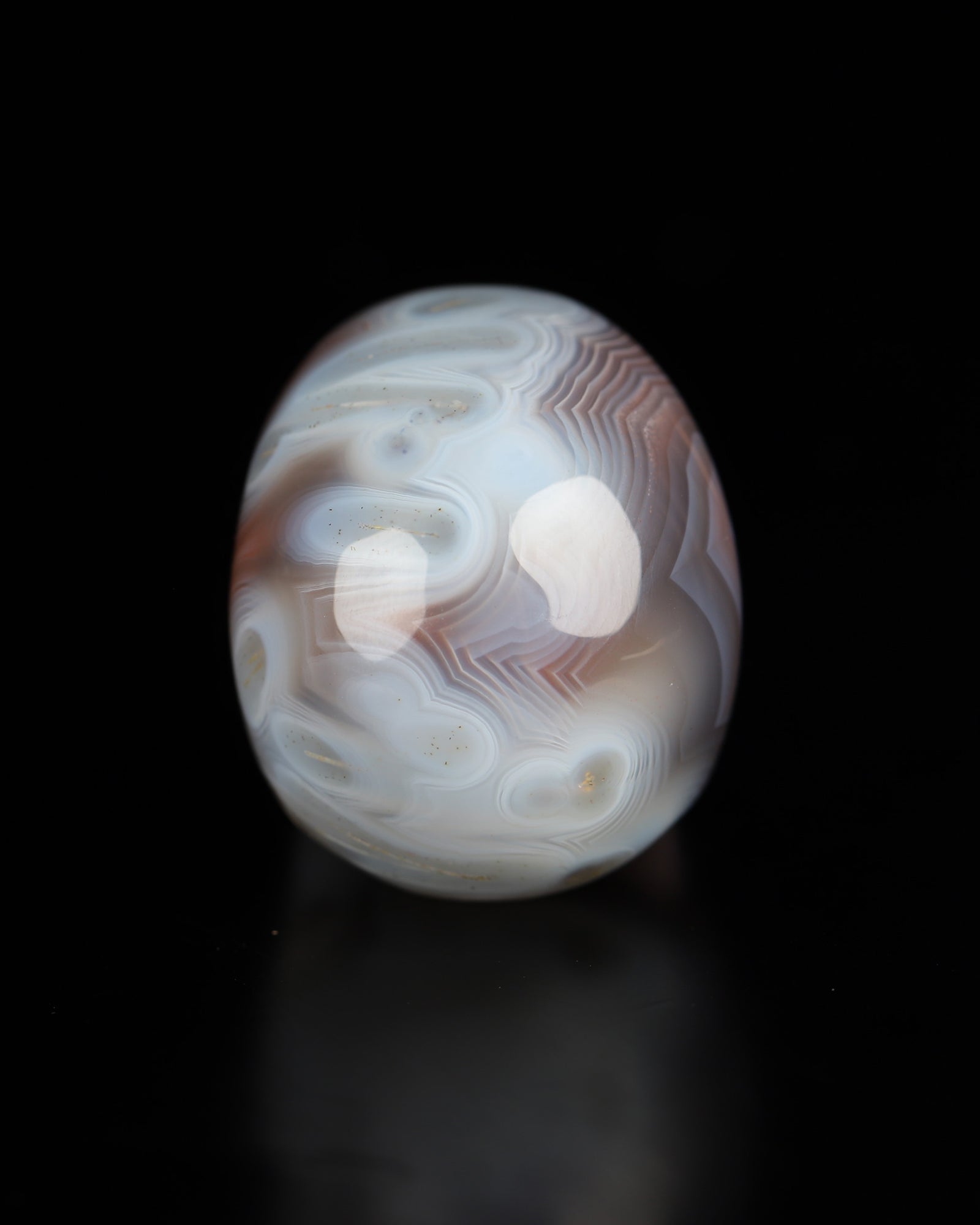 1.3’’ Mozambique Agate Carved Gem Skull Skullis Realistic - 9800187 Tiny Gemstone Skull