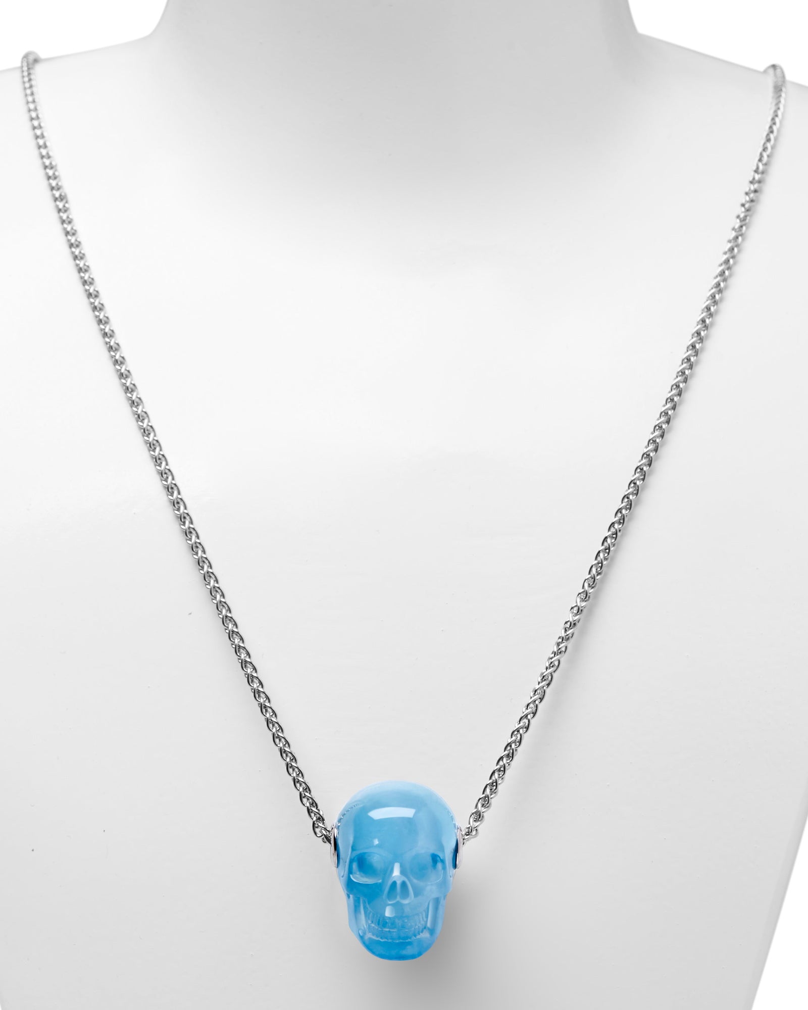 Gem Skull Pendant Necklace Of Aquamarine Carved Skull Skull Pendants