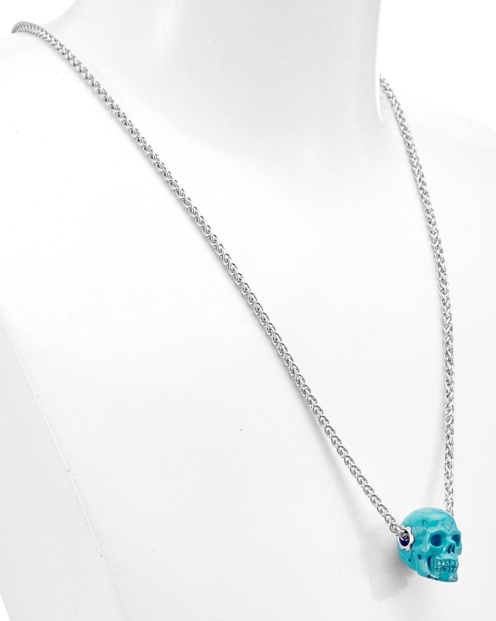 Gem Skull Pendant Necklace Of Turquoise Carved Skull Skull Pendants