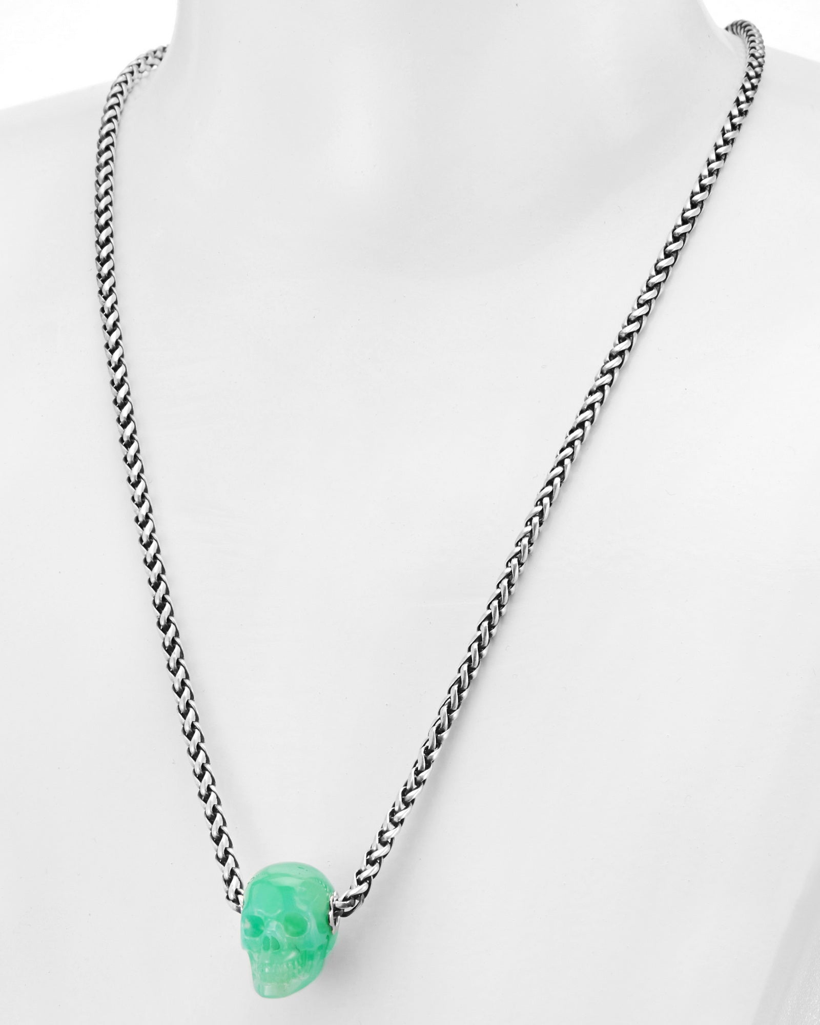 Gem Skull Pendant Necklace Of Chrysoprase Carved Skull Skull Pendants