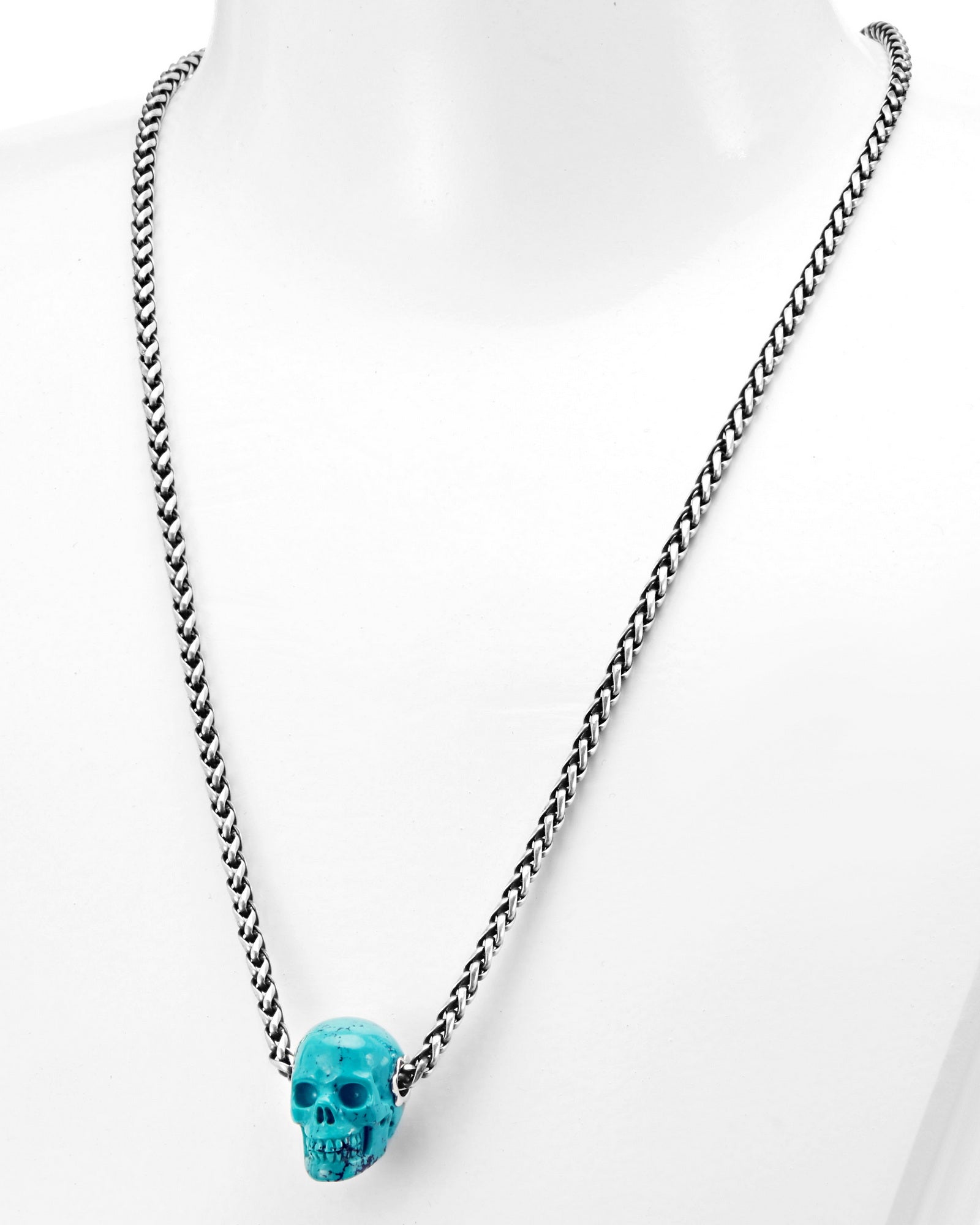 Gem Skull Pendant Necklace Of Turquoise Carved Skull Skull Pendants