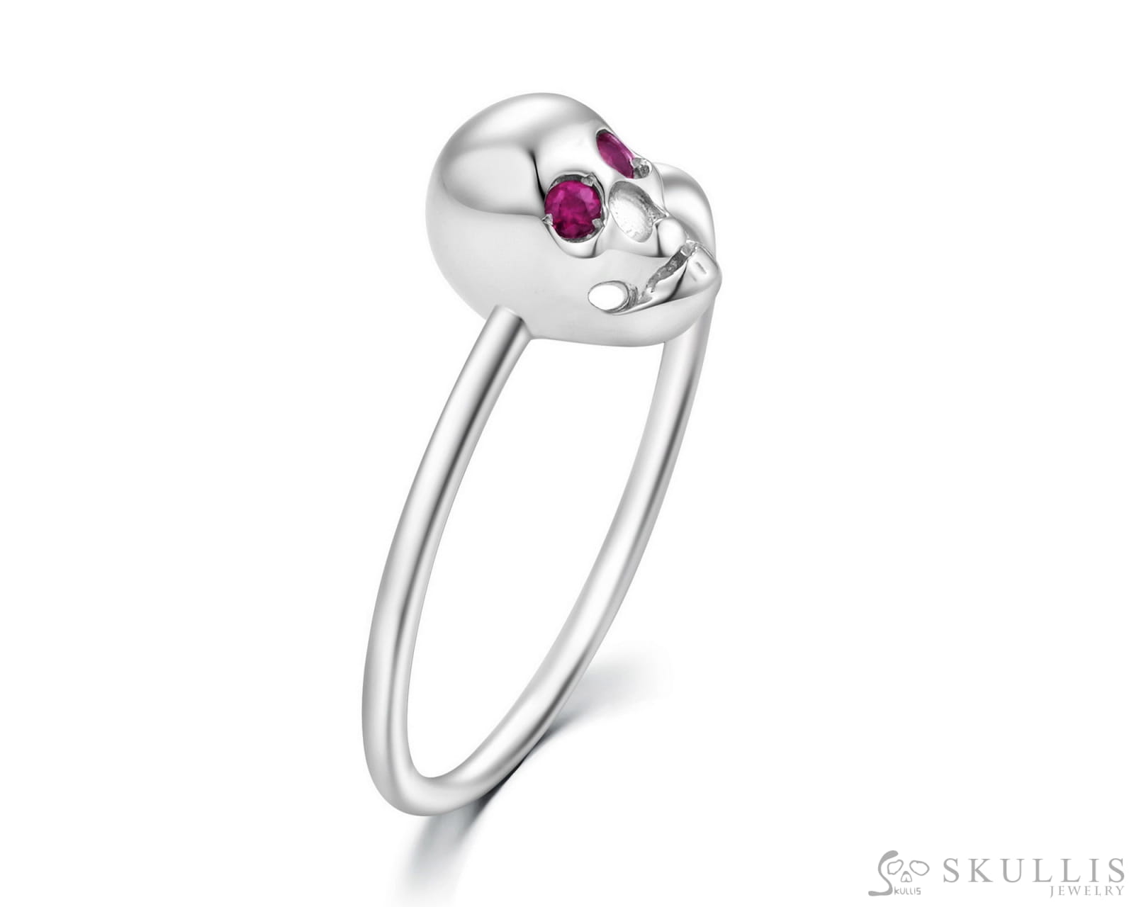 925 Sterling Silver Skull Ring With Ruby Eyes Skull Rings