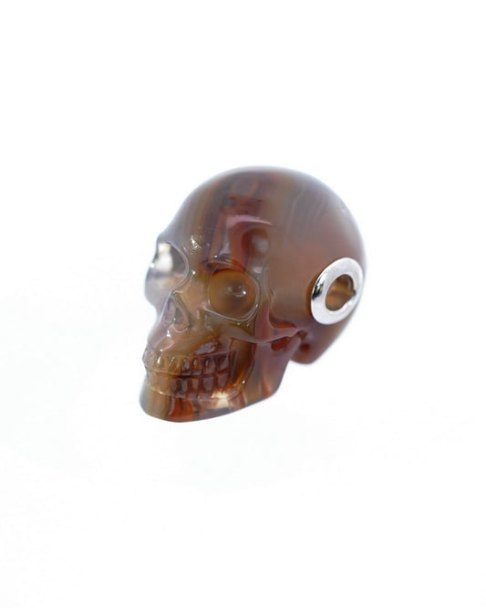 Skullis Signature Agate Gem Skull Pendant or Necklace, Hand Carved, Sterling Silver 925 Chain, for Women & Men - 9500024