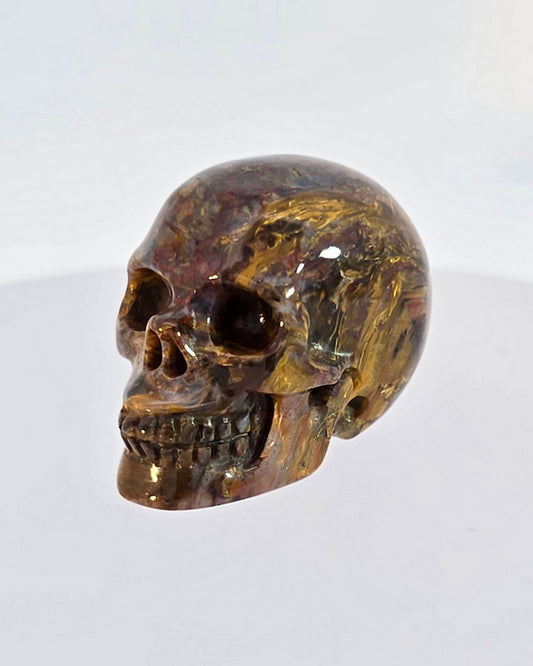 Super Flash 0.9" Pietersite Carved Gem Skull, Skullis Realistic - 9500057