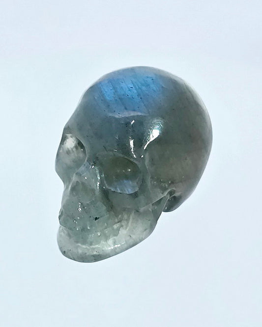 Flash 0.7" Labradorite Carved Gem Skull, Skullis Realistic - 9500075