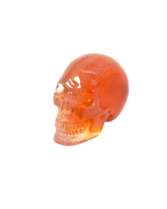 1.1" Carnelian Carved Gem Skull, Skullis Realistic - 9500091