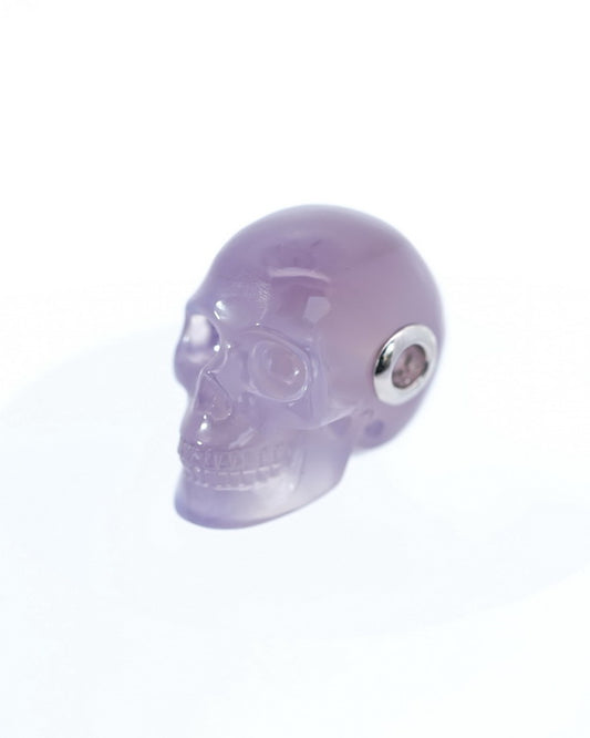 Skullis Signature Purple Chalcedony Gem Skull Pendant or Necklace, Hand Carved, Sterling Silver 925 Chain, for Women & Men - 9500099