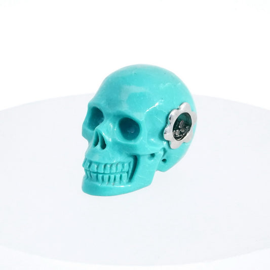 Skullis Signature Turquoise Gem Skull Pendant or Necklace, Hand Carved, Sterling Silver 925 Chain, for Women & Men - 9500160