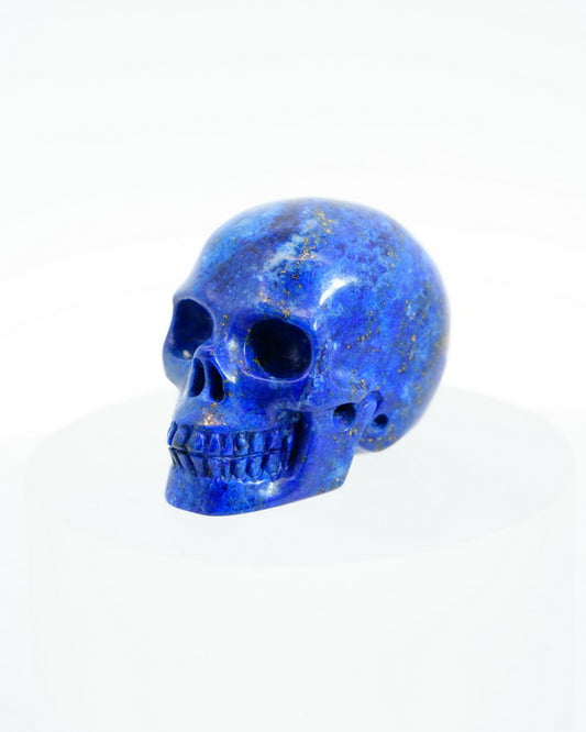 1.5" Lapis Lazuli Carved Gem Skull, Skullis Realistic - 9500190