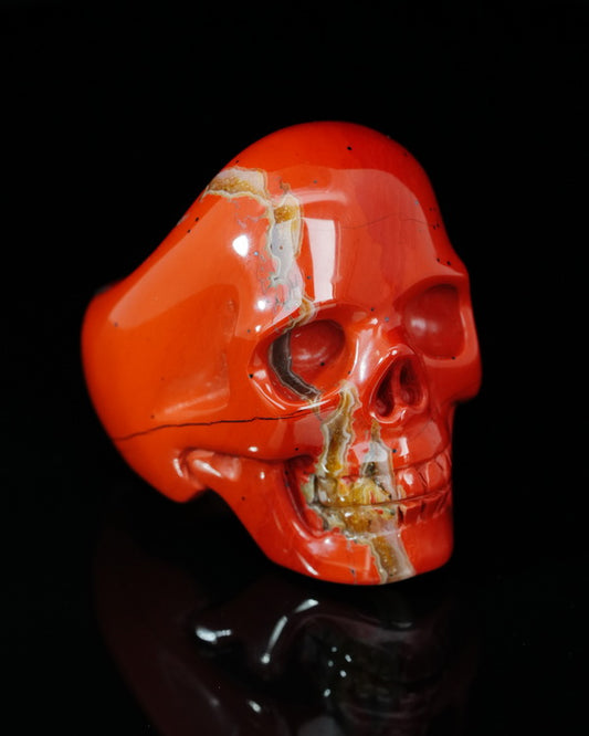 Gem Skull Ring of Red Jasper Carved Skull, US size 9 - 9500197