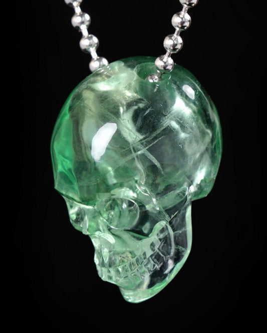 Gem Skull Pendant Necklace of Fluorite Carved Skull, 925 Sterling Silver - 9500265