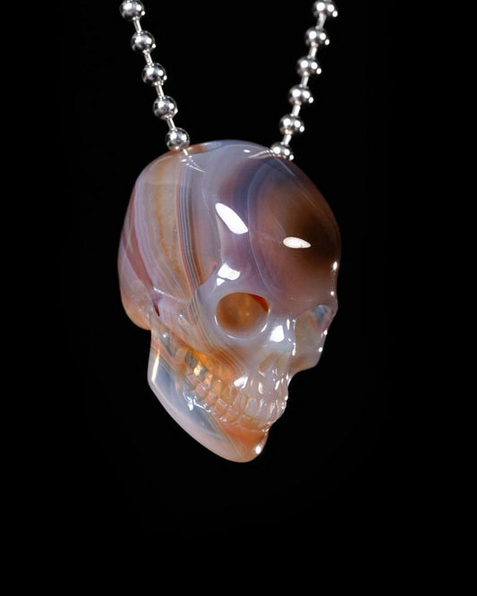 Hollow Essence - Gem Skull Pendant Necklace of Agate Carved Hollow Skull - Y9500445
