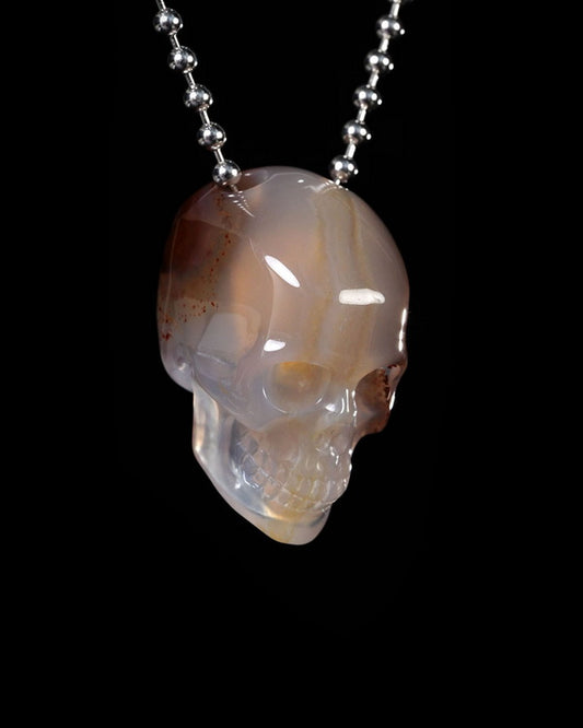 Hollow Essence - Gem Skull Pendant Necklace of Agate Carved Hollow Skull - Y9500446