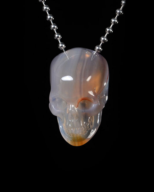 Hollow Essence - Gem Skull Pendant Necklace of Agate Carved Hollow Skull - Y9500448