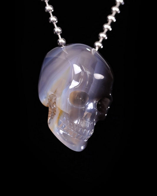Hollow Essence - Gem Skull Pendant Necklace of Agate Carved Hollow Skull - Y9500449