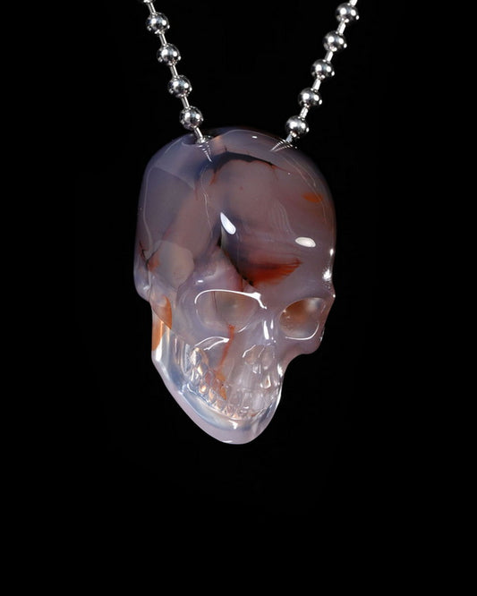 Hollow Essence - Gem Skull Pendant Necklace of Agate Carved Hollow Skull - Y9500450