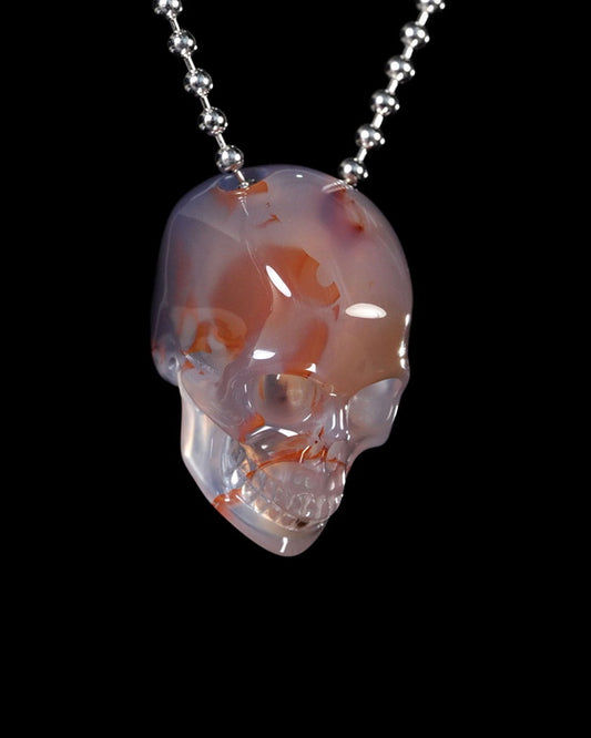 Hollow Essence - Gem Skull Pendant Necklace of Agate Carved Hollow Skull - Y9500451