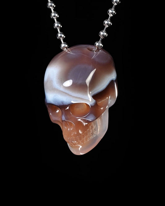 Hollow Essence - Gem Skull Pendant Necklace of Agate Carved Hollow Skull - Y9500454