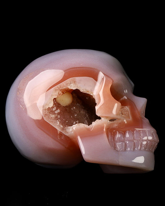 1.8" Mozambique Agate Carved Gem Skull, Skullis Realistic - 9800018