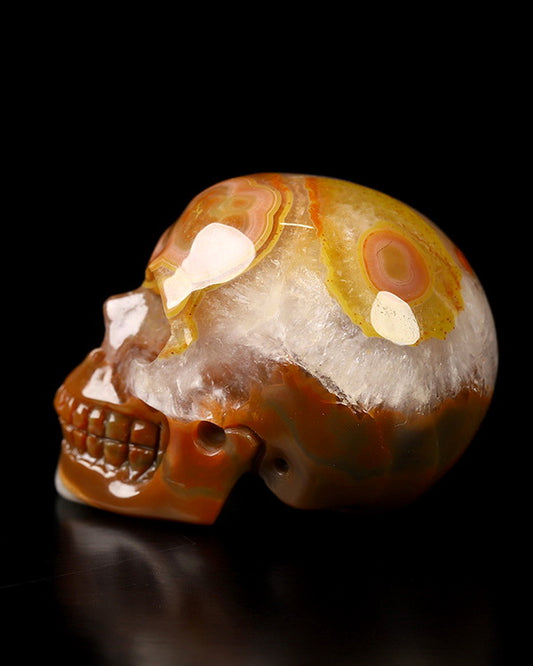 1.1" Empire Red Agate Carved Gem Skull, Skullis Realistic - 9800024