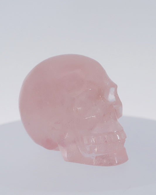 Rare 1.1" Morganite Carved Gem Skull, Skullis Realistic - 9800042