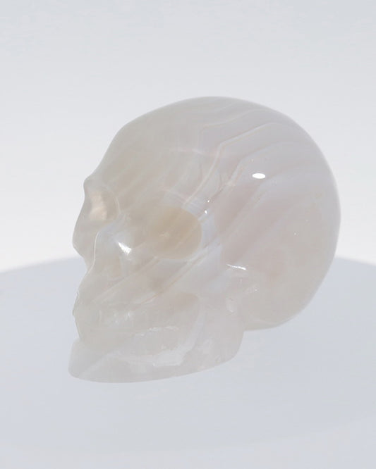 1.2" Agate Carved Gem Skull, Skullis Realistic - 9800044