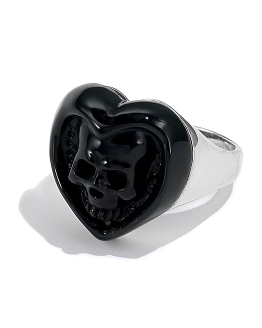 Gem Skull Ring of Black Obsidian Carved Skull, 925 Sterling Silver, US Size 12.5 - 9800065