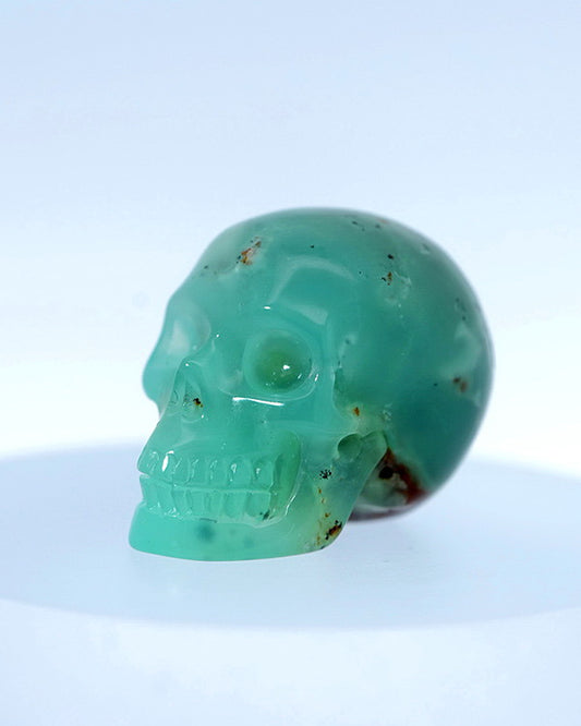 1.1" Chrysoprase Carved Gem Skull, Skullis Realistic - 9800091
