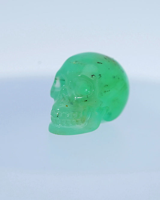 0.5" Chrysoprase Carved Gem Skull, Skullis Realistic - 9800101