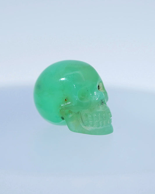 0.5" Chrysoprase Carved Gem Skull, Skullis Realistic - 9800103