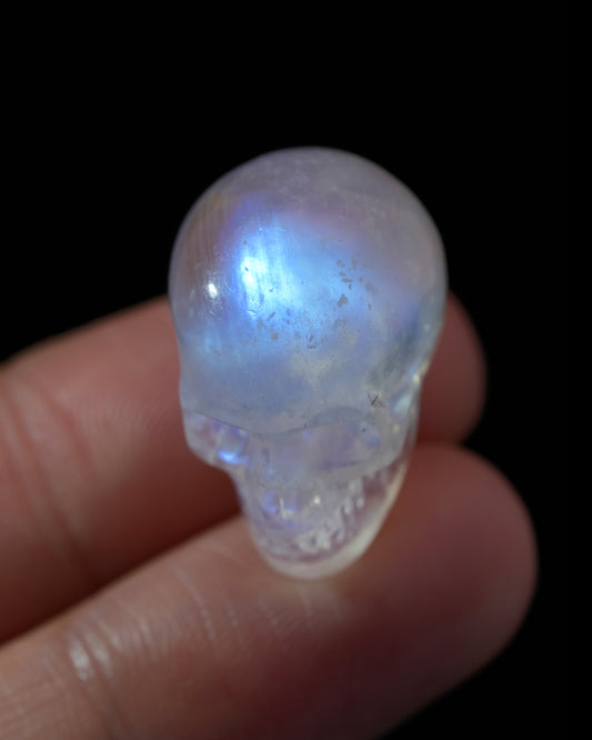 Flash 0.7" Moonstone Carved Gem Skull, Skullis Realistic - 9800179