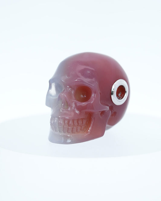 Skullis Signature Mozambique Agate Gem Skull Pendant or Necklace, Hand Carved, Sterling Silver 925 Chain, for Women & Men - 9800227