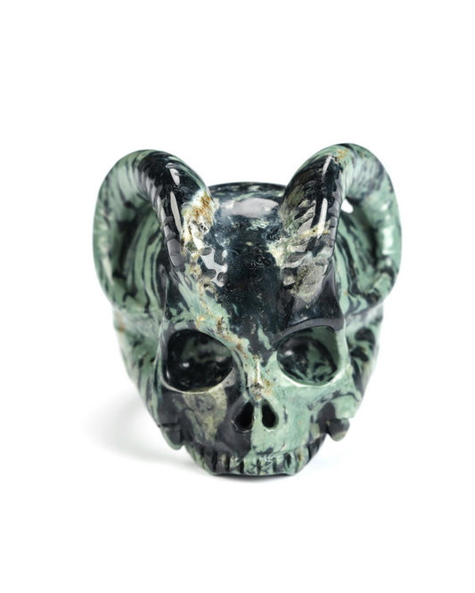 Gem Skull Ring of Kambaba Jasper Carved Beast Skull, US size 8 - 9800242
