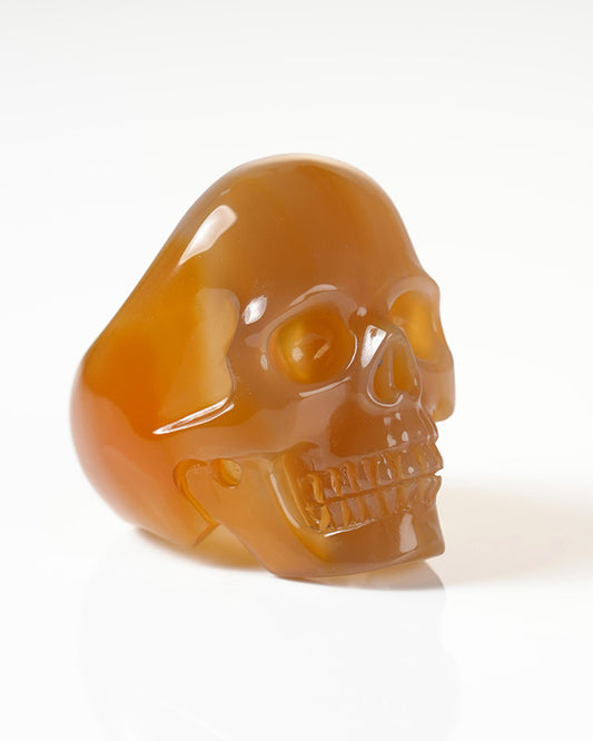 Gem Skull Ring of Carnelian Carved Skull, US size 8.5 - 9800265