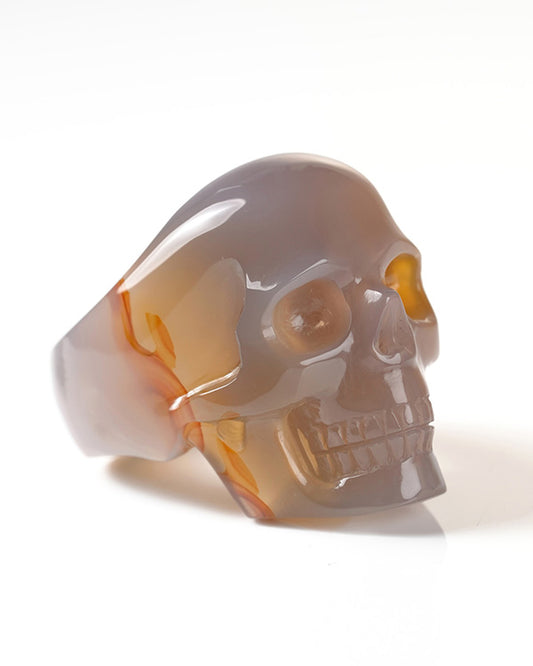 Gem Skull Ring of Agate Carved Skull, US size 11.5 - 9800266