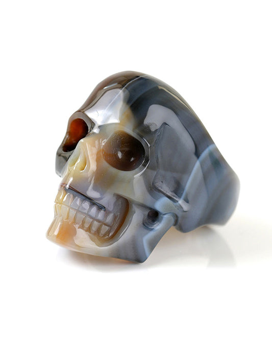 Gem Skull Ring of Agate Carved Totally, US Size 9.5 - 9800270