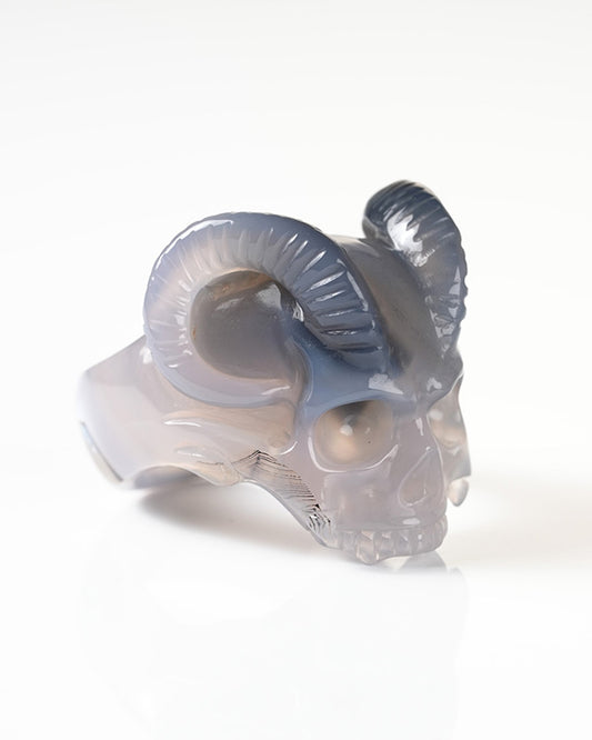 Gem Skull Ring of Agate Carved Beast Skull, US size 12 - 9800271
