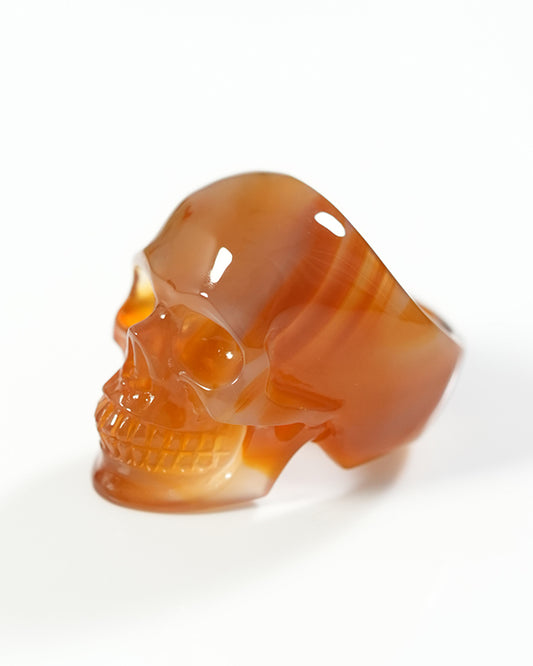 Gem Skull Ring of Agate Carved Skull, US size 8.5 - 9800305