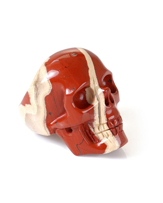 The Poetic Dreamer - Gem Skull Ring of Red Jasper Carved Skull, US size 8 - 9800324