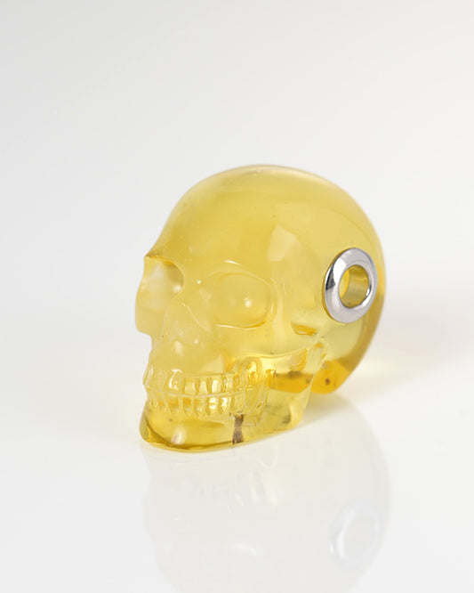 Skullis Signature Baltic Amber Gem Skull Pendant or Necklace, Hand Carved, for Women & Men - 9800327