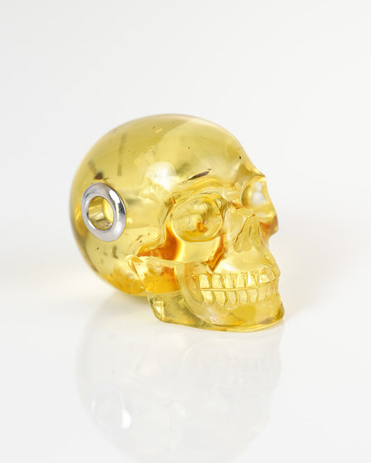 Skullis Signature Baltic Amber Gem Skull Pendant or Necklace, Hand Carved, for Women & Men - 9800328