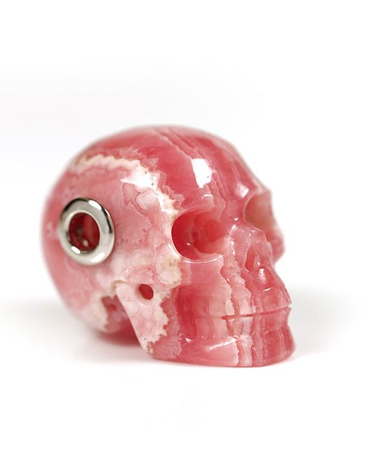 Skullis Signature Rhodochrosite Gem Skull Pendant or Necklace, Hand Carved, for Women & Men - ZR19800329