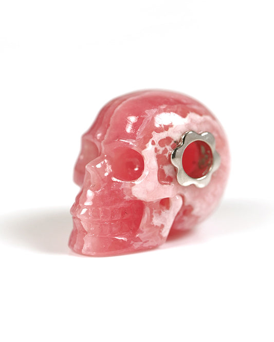 Skullis Signature Rhodochrosite Gem Skull Pendant or Necklace, Hand Carved, for Women & Men - ZR19800331