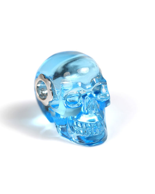 Skullis Signature Sky Blue Topaz Gem Skull Pendant or Necklace, Hand Carved, Sterling Silver 925 Chain, for Women & Men - 9800347