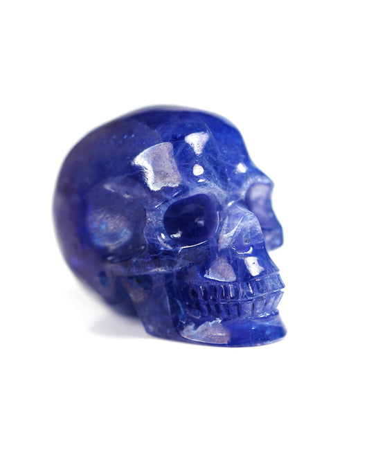 1.3" Tanzanite Carved Gem Skull, Skullis Realistic - 8900349