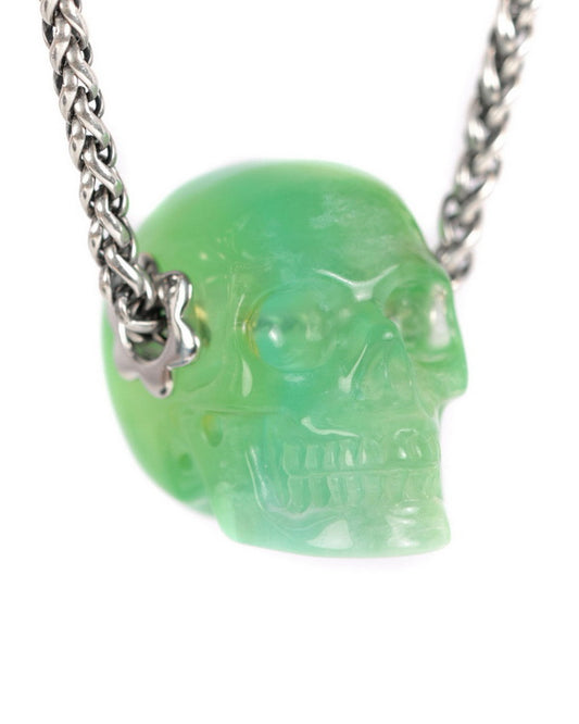 Skullis Signature Fluorite Gem Skull Pendant or Necklace, Hand Carved, for Women & Men - 9900002